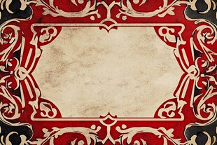 复古红底花纹边框背景图