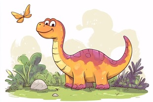 恐龙与蝴蝶的温馨瞬间