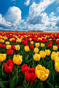 五彩郁金香花海美如画