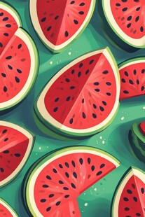 夏日西瓜切片清新插画