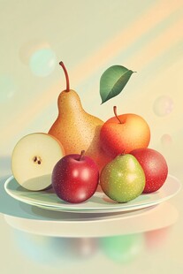 盘子里的多彩新鲜水果