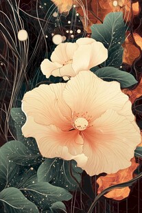 梦幻唯美花卉插画