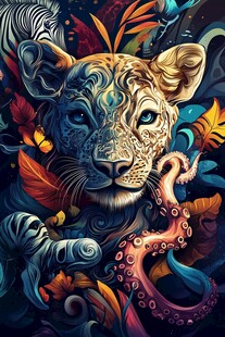 奇幻动物融合艺术插画