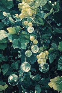 梦幻葡萄藤蔓与透明泡泡