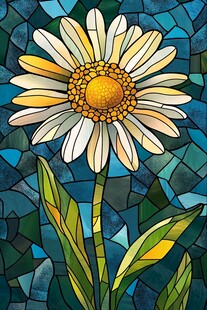 彩色玻璃风雏菊插画