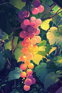 梦幻多彩葡萄藤下美景