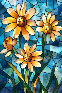 玻璃花韵 绚丽雏菊绽放