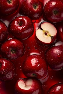 红亮多汁的新鲜苹果