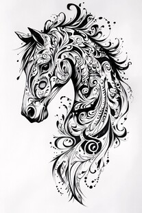 装饰风马头图案艺术画