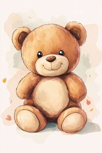 可爱水彩风小熊玩偶