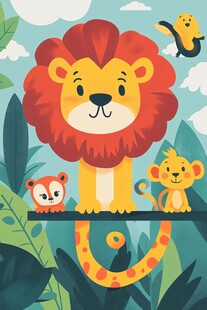 狮子与小猴的丛林欢乐时光