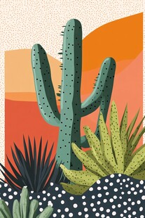 沙漠中的仙人掌植物景观