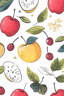 水果插画图案 多彩鲜果世界