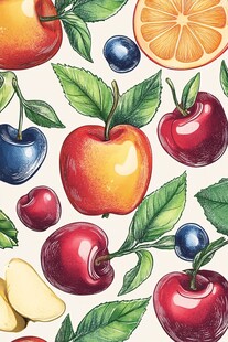 多彩水果插画图案