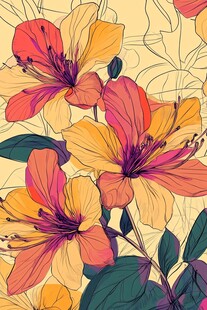 缤纷花卉插画