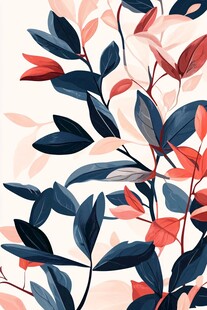 清新花叶插画图案设计