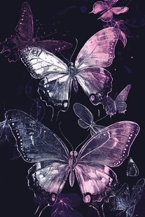 梦幻紫色蝴蝶群飞舞画面