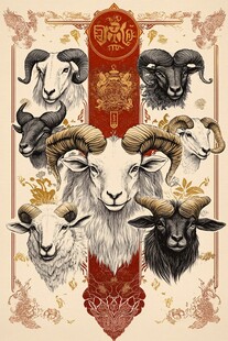 羊年生肖插画 多形态羊群