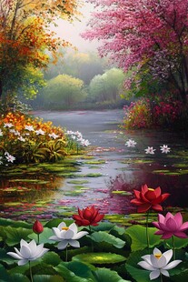 春日河畔荷花绽放美景