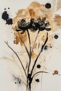 水墨花卉抽象艺术画作