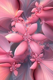 梦幻粉色花卉抽象艺术图