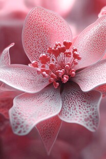 梦幻粉色透明质感花朵