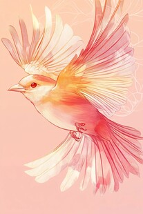 梦幻飞鸟水彩插画