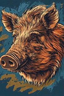 野猪头像插画
