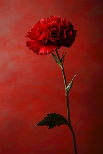 单枝红康乃馨特写