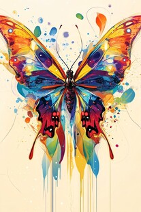 彩色泼墨风格梦幻蝴蝶