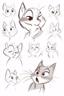 猫咪多样表情绘画稿