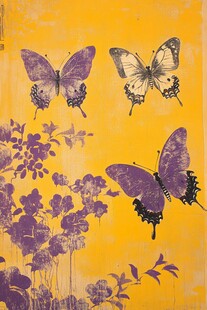 黄底紫蝶花卉唯美图景