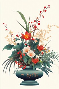 中式花瓶插花艺术之美