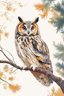 枝头猫头鹰的静谧瞬间