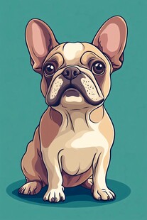 可爱法斗犬插画