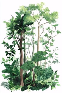 热带雨林植物景观插画