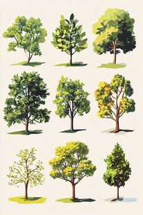 多样树木插画集合