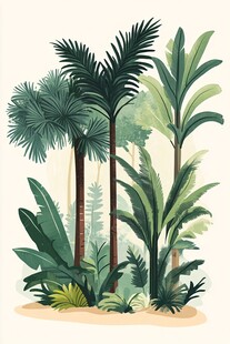 热带植物景观插画