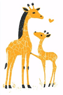 长颈鹿母子温馨一刻