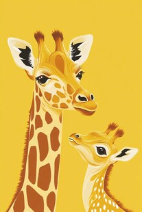 长颈鹿母子图