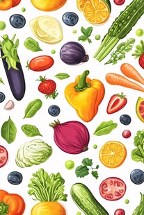 缤纷蔬菜水果无缝图案