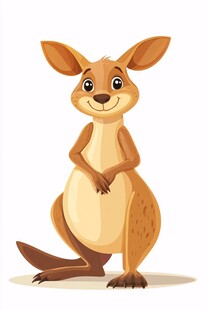 可爱站立袋鼠卡通形象