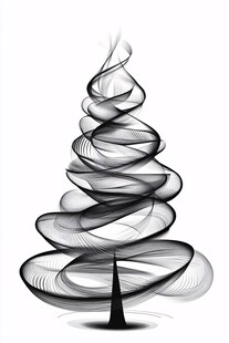 黑白线条艺术圣诞树