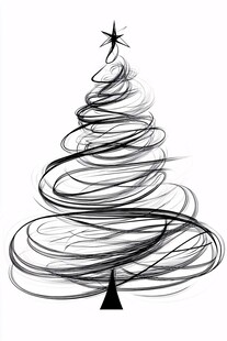 线条勾勒的抽象圣诞树