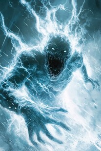 闪电环绕的恐怖怪物形象