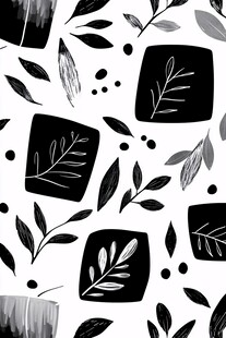 黑白叶形图案无缝背景