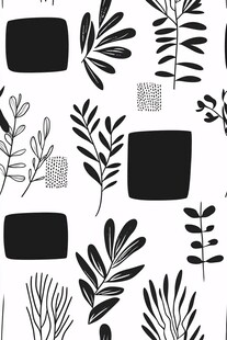 黑白植物几何图案设计