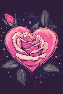 爱心玫瑰浪漫插画
