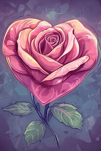 心形粉玫瑰插画