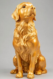金色坐立狗狗雕塑摆件